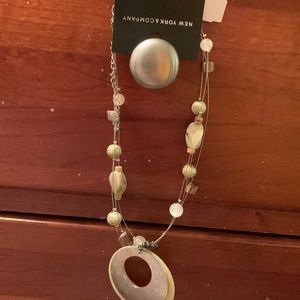 NWT NY&Co necklace brown and silver colored beads.